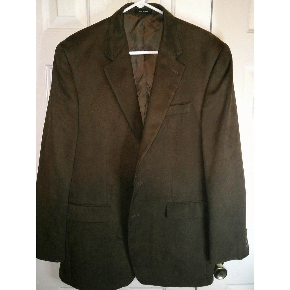 Chaps Brown Microfiber Sport Coat‎ Blazer Two Button Classic Fit Polyester 42L